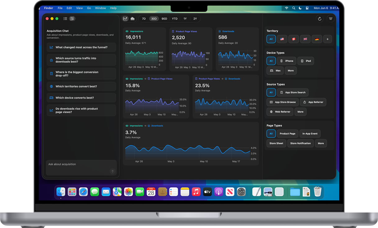 Insights acquisition workspace shown on a MacBook Pro.